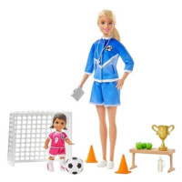 Barbie fotbalová trenérka s panenkou herní set varianta 1. Blondýnka
