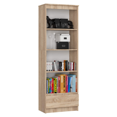 Ak furniture Kancelářský regál Rexa 60 cm 1 šuplík a 4 police dub sonoma
