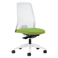 interstuhl Otočná židle pro operátory EVERY, bílé síťované opěradlo, bílý podstavec, zelenožlutá