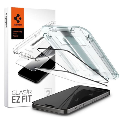 Spigen Glass tR EZ Fit 2 Pack tvrzené sklo iPhone 15 Pro Max černé