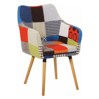 Jídelní křeslo LANDOR Patchwork modrá / béžová,Jídelní křeslo LANDOR Patchwork modrá / béžová