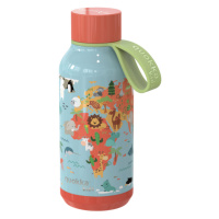 QUOKKA - Nerezová termoláhev Solid Kids s poutkem Map of Life 330 ml