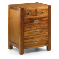 Estila Luxusní noční stolek Star ze dřeva Mindi hnědé barvy s pěti zásuvkami 65cm