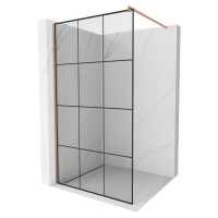 MEXEN/S Kioto Sprchová zástěna WALK-IN 100 x 200, černý vzor 8 mm, měď kartáčovaná 800-100-101-6