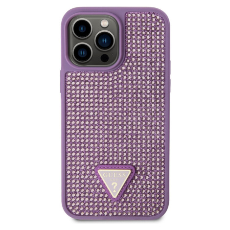 Guess Rhinestones Triangle Metal Logo kryt pro iPhone 14 Pro Max fialový