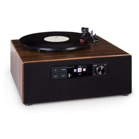 Auna Connect Vinyl Cube, gramofon, 40 W max., internet/DAB+/FM, USB, hnědý