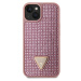 Guess Rhinestones Triangle Metal Logo Kryt pro iPhone 15 růžový