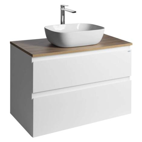 Aqualine Altair - Umyvadlová skříňka 60x87x45 cm, 2 zásuvky, bílá/dub emporio AI290-02
