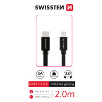 Datový kabel Swissten Textile USB-C/Lightning 2m, černá
