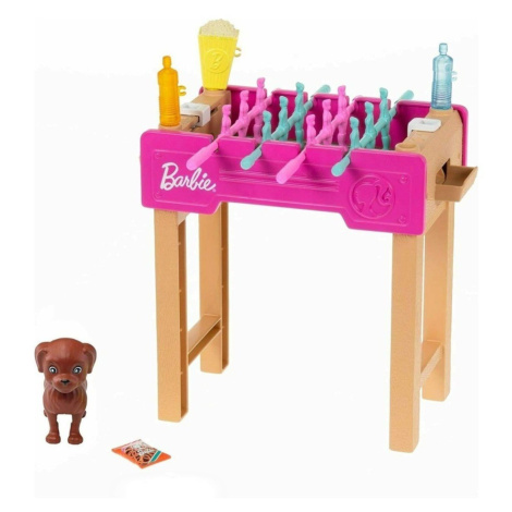 Barbie mini herní set s mazlíčkem stolní fotbálek, mattel grg77