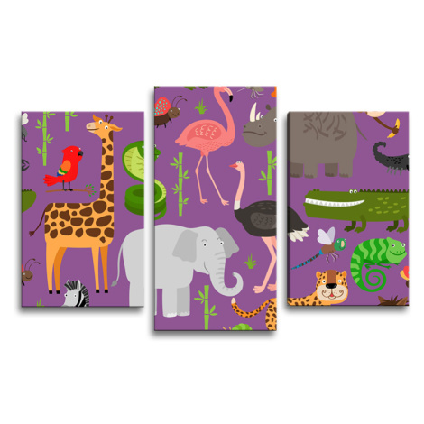 Obraz - 3-dílný Animované safari - 75x50 cm