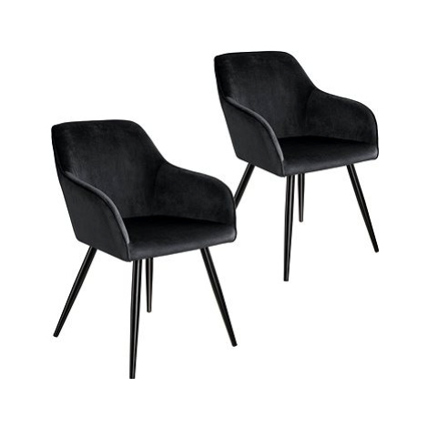 2× Židle Marilyn sametový vzhled černá, černá tectake