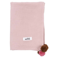 Růžová mušelínová dětská deka 100x140 cm Pompon – Malomi Kids