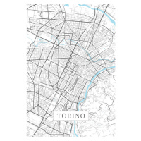 Mapa Turín white, 26.7x40 cm