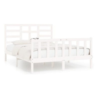 Rám postele bílý masivní borovice 160 × 200 cm, 3107624