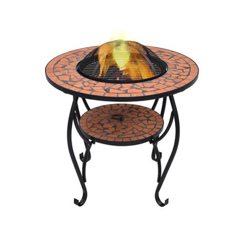 Mozaikový stolek s ohništěm terakotový 68 cm keramika SHUMEE