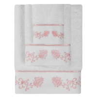 Soft Cotton Ručník Diara 50 × 100 cm, bílá - růžová výšivka
