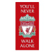 FotbalFans Osuška Liverpool FC, 100% bavlna, design YNWA, červená, 140 × 70 cm
