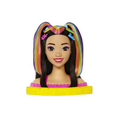 Mattel HMD81 Barbie Neonově duhová česací hlava - Černovlásk