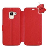 Flip pouzdro na mobil Samsung Galaxy J6 2018 - Červené - kožené - Red Leather