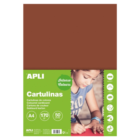 APLI barevný papír, A4, 170 g, hnědý