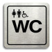 Accept Piktogram "WC ženy, muži, invalidé" (80 × 80 mm) (stříbrná tabulka - černý tisk)
