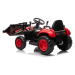 Mamido Dětský elektrický traktor s radlicí a přívěsem červený