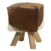 Stylová židle z týkového dřeva v jehněčí kůži DALTON, 65502