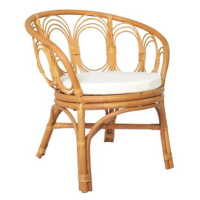 Jídelní židle s poduškou hnědá přírodní ratan a lněné plátno, 325477