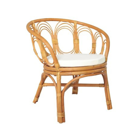 Jídelní židle s poduškou hnědá přírodní ratan a lněné plátno, 325477 SHUMEE