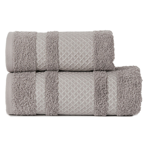 Bavlněný froté ručník s bordurou LIONEL 50x90 cm, šedá/stříbrná, 450 gr Mybesthome