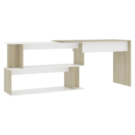 vidaXL Rohový psací stůl bílý dub sonoma 200 x 50 x 76 cm dřevotříska