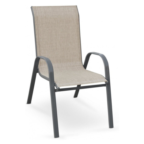 Zahradní židle MOSLER — kov, síťovina, černá / šedá