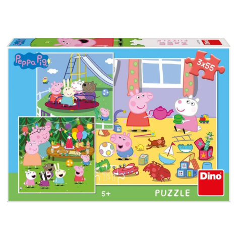 Dino Peppa Pig na prázdninách 3x55 puzzle