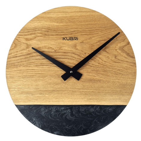 KUBRi 0182 - Luxusní dubové hodiny s doplňky z epoxidu