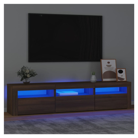 vidaXL TV skříňka s LED osvětlením hnědý dub 180x35x40 cm