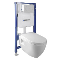 SAPHO Závěsné WC Nera s podomítkovou nádržkou do sádrokartonu a tlačítkem Geberit, bílá WC-SADA-