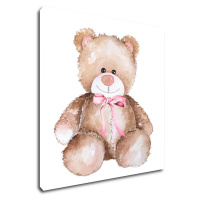Impresi Obraz Medvídek s růžovou mašlí - 30 x 30 cm