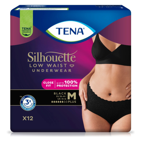 Tena Silhouette Low Waist Black Plus M inkontinenční kalhotky 12 ks