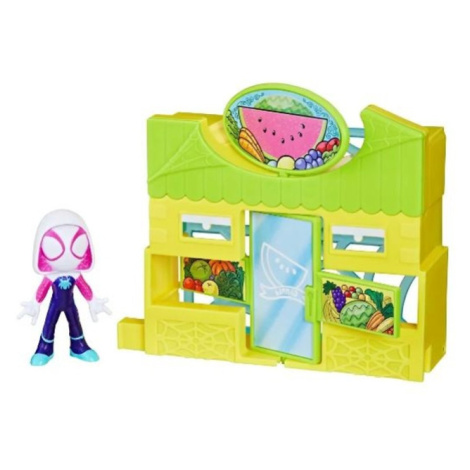 Hasbro spiderman spidey and his amazing friends city blocks ghost-spider a supermarket