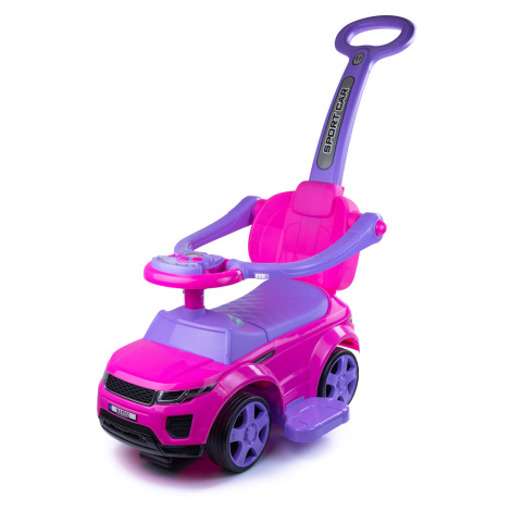Mamido Odrážedlo Sport Car s vodící tyčí 3v1 GUMOVÁ kola růžové