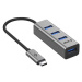 AlzaPower Metal USB hub USB-C (M) na 4× USB-A 3.0 (F) vesmírně šedý