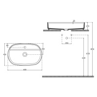 ISVEA INFINITY OVAL keramické umyvadlo na desku, 60x40cm, antracit 10NF65060-2C