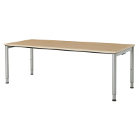 mauser Obdélníkový stůl s nohami z kruhové trubky, v x š 650 - 850 x 2000 mm, deska s javorovým 