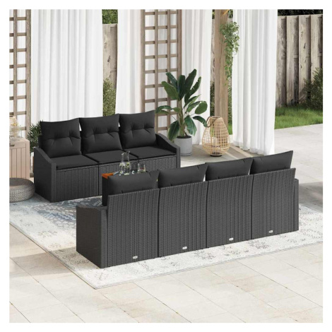 vidaXL Sada zahradních pohovek s polštářem 8 pcs Černá Poly ratan