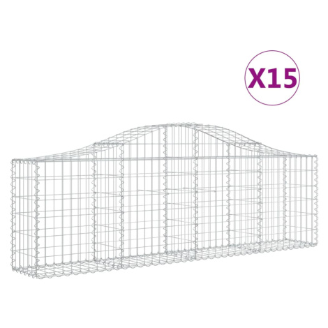 vidaXL Klenuté gabionové koše 15 ks 200x30x60/80 cm pozinkované železo