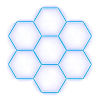Escape6 Kompletní LED hexagonové svítidlo modré, rozměr 7 elementů 238 × 252 cm