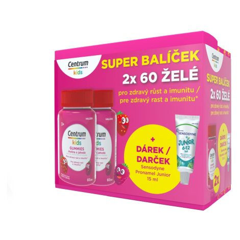 Centrum Kids Gummies multivitamín pro děti malina + jahoda 60+60 ks