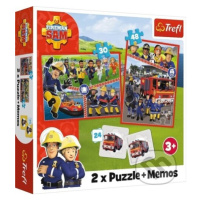 Sada 3v1 Požárník Sam (2x puzzle + pexeso) - puzzle z kategorie 15 - 60 dílků