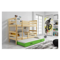Dětská patrová postel ERYK s výsuvným lůžkem 80x190 cm - borovice Zelená